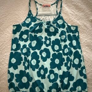 Floral Teal and White Tank Top